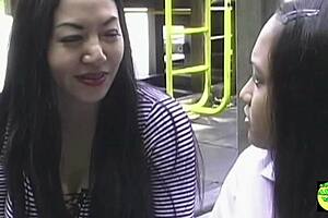 asian lesbian milf shares time with young brunette friend