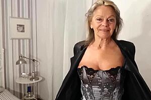 Granny has the perfect body with natural tits and thong