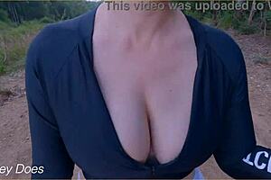 wifey public cleavage flashing in a tight shirt