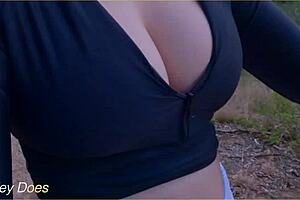 wifey public cleavage flashing in a tight shirt