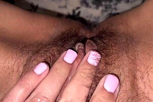 first person view of masturbating a wet hairy pussy