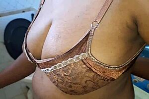 teacher rests after school class with natural tits