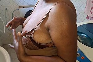 teacher rests after school class with natural tits