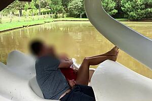 Painful public anal creampie happens at amusement park