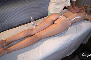 Pervert masseur fingers client ass until she squirts twice hard