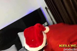 husband gets drunk xmas blowjob from his wife