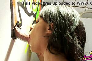 Sexy slut kerry louise in a gloryhole sucking and fucking scene