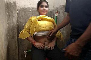 married couple shares a bathroom moment
