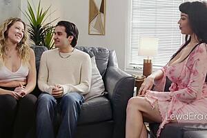 stepmom spreads on couch to check marriage fit