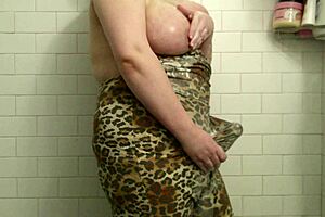 hot fat bbw milf & pregnant transgender futunari with huge natural saggy tits masturbates in bathroom & make extreme kinky cumflation show - amateur arabian snowwhite